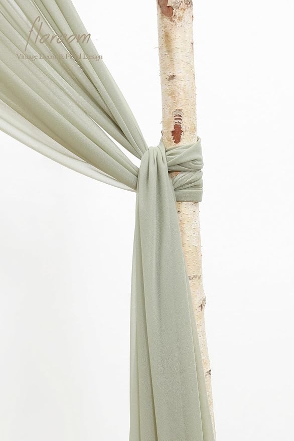 Floroom Wedding Arch Draping Fabric 2 Panels 20Ft Sage Green Chiffon Fabric - Image 4