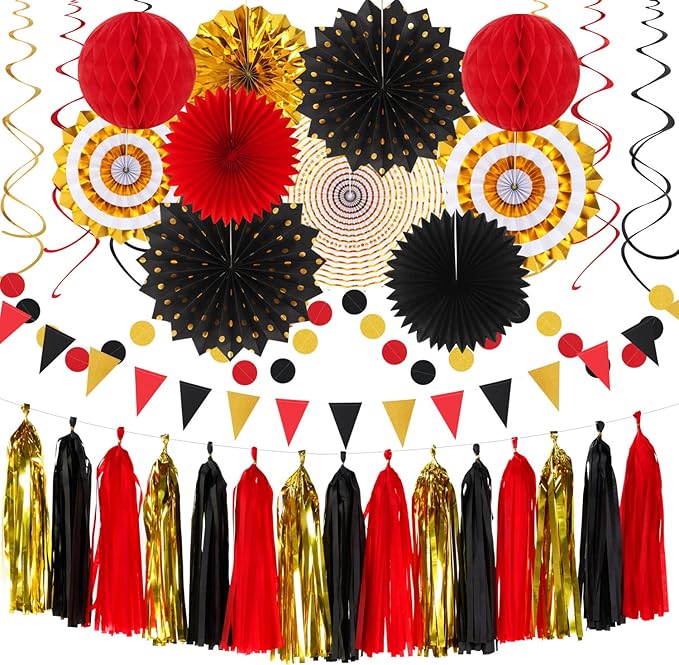 Red Black-Gold Casino Theme Party-Decorations by Hugtmr