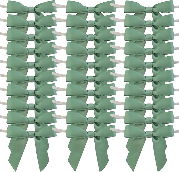 50pcs 2-1/2" Vanilla Green Satin Ribbon Bows - Image 2