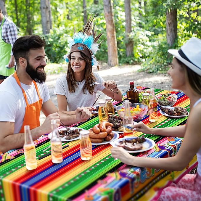 4 PCS Cinco De Mayo Tablecloth, Disposable Mexican Striped Table Covers - Image 4
