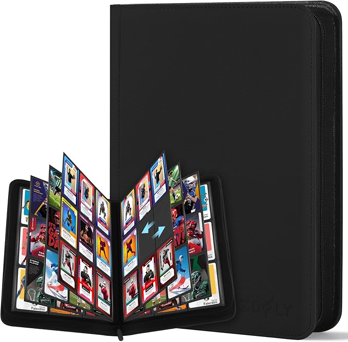 Trading Card Binder 9 Pocket, Zofly Zipper Card Collection Binder Album by Zofly