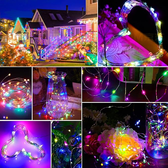 pozzolanas 100 Pack Multicolor Battery Operated String Lights - 7ft Waterproof - Image 6