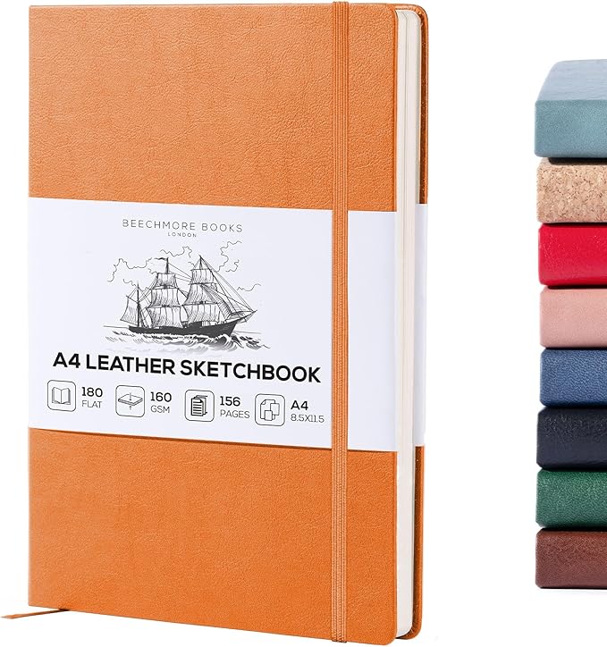 Beechmore Books A4 Sketchbook – 8.5x11 Premium Vegan Leather Bound Large Sketch by BeechmoreBooks