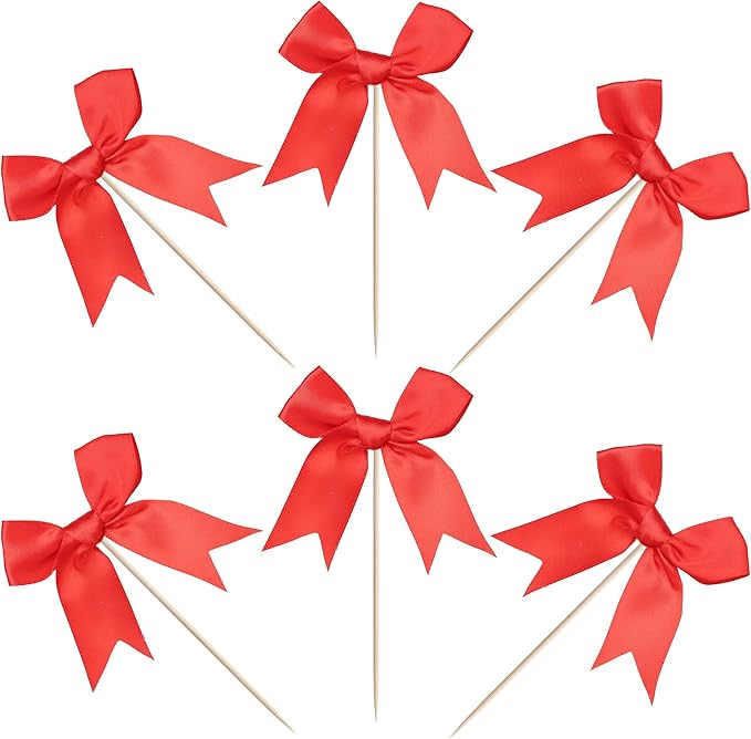 24 PCS Bow Cupcake Toppers Bowknot Cake Toppers Bow Cupcake Picks Bowknot - Image 3