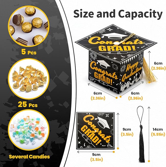 COTOPHER 36 Pack Mini Graduation Cap Gift Boxes, Class of 2025 Graduation Candy - Image 3