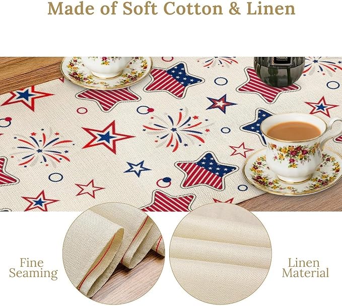 4th of July Table Runner, American Patriotic Independence Day Red Blue White - Image 6