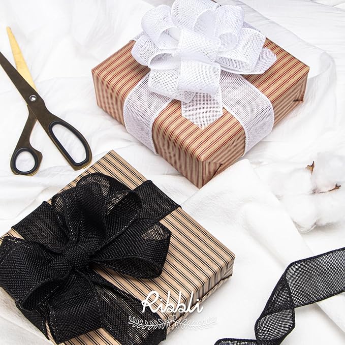 Ribbli Black Burlap Wired Ribbon, 1-1/2” Inch x Continuous 20 Yard, Big Bows - Image 6