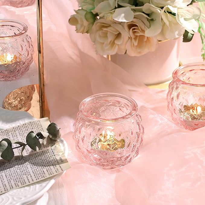 DARJEN 48Pcs Pink Votive Candle Holders- Round Candle Holders Bulk - Image 7