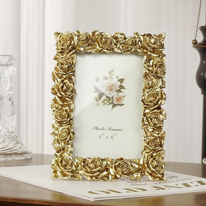 Cuspin Vintage Gold 4x6 Picture Frame, Antique Picture Frames - Image 7