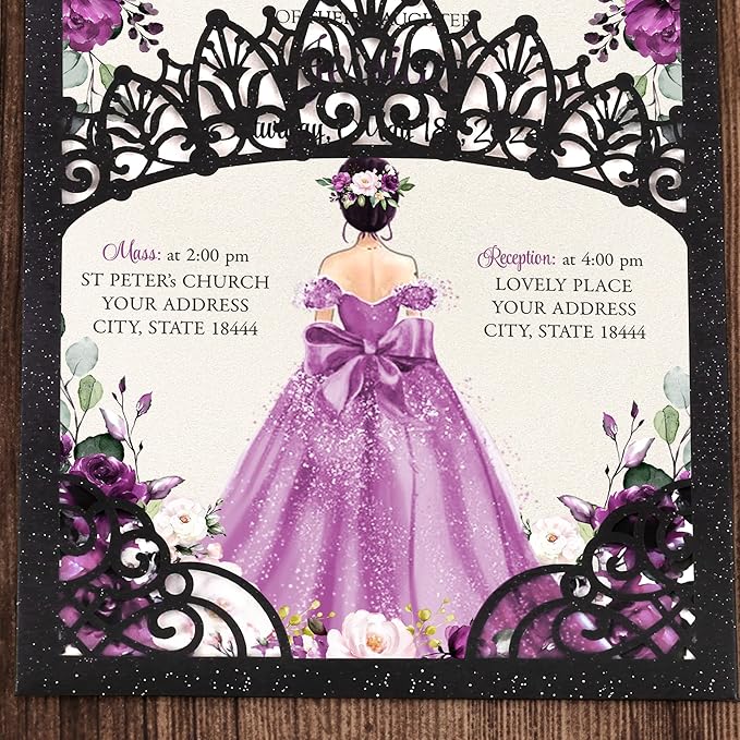50Pcs Blank Pearlized Black Crown Invitations - Image 5