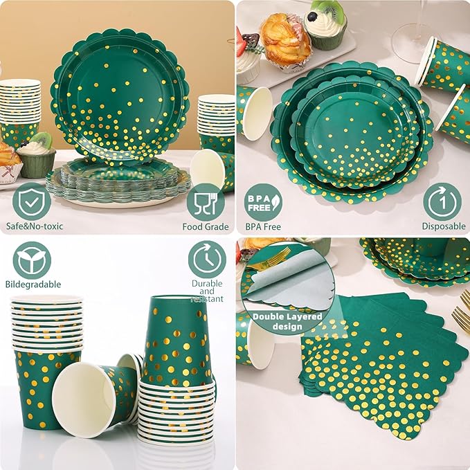 175Pcs Green and Gold Party Decoration - Image 7
