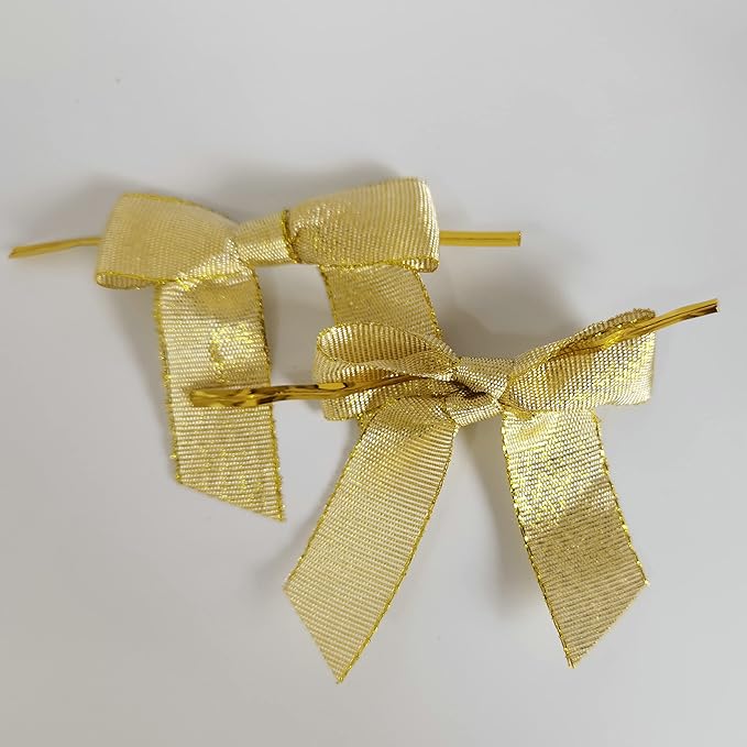 50pcs 2-1/2" Metallic Gold Bows - Image 4