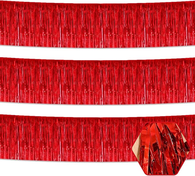 3 Pack 10 Long Red Metallic Foil Fringe Garland Wall Hanging Tassle Banner by Ferwzsr