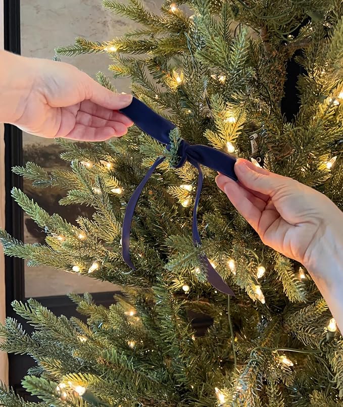 Navy Blue Velvet Ribbon 5/8'' 25 Yards - Image 3