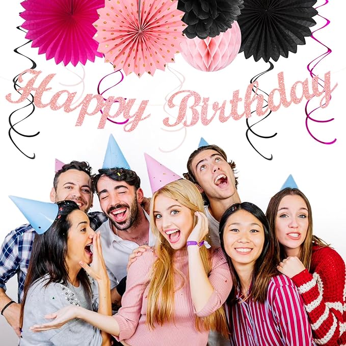 Hot-Pink Black Girls-Women Birthday Party-Decorations - Image 7