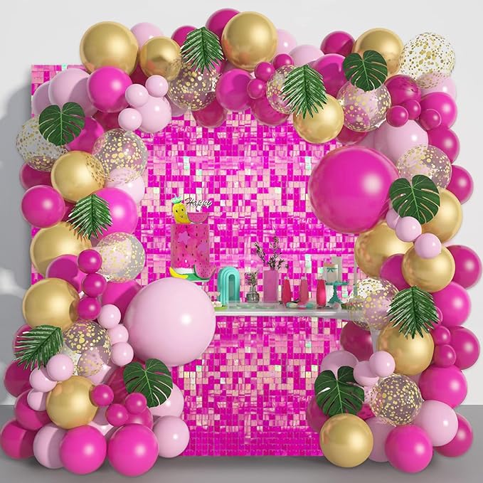 24PCS Colorful Pink Shimmer Wall Backdrop, Square Sequin Photo Backdrops Panel - Image 4
