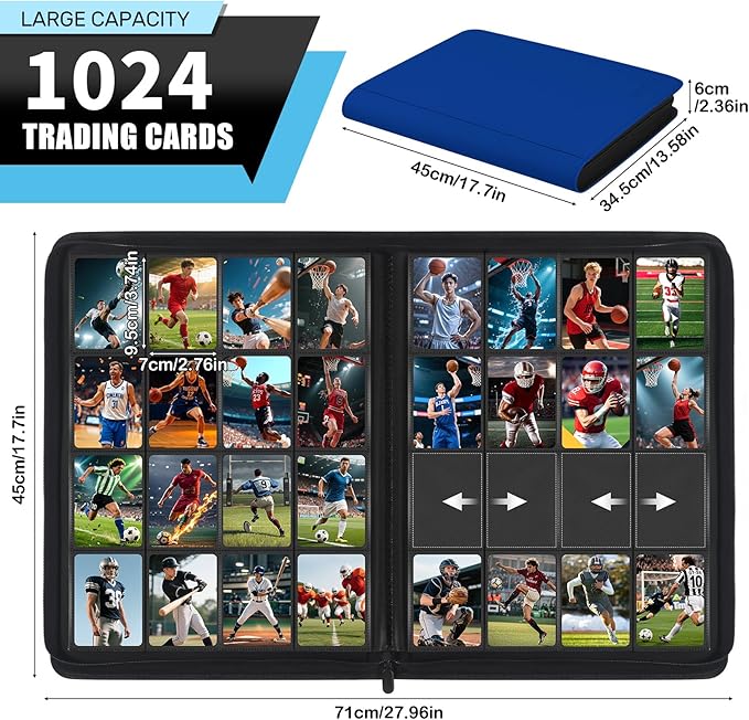 16 Pocket Card Binder, 1000+ Premium Zip Trading Card Binder, Double-sided Side - Image 2