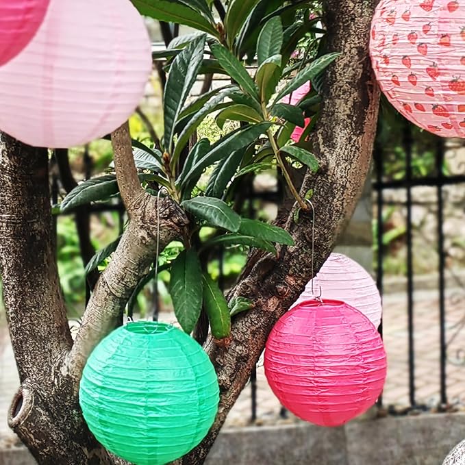 Paper Lanterns Pink Strawberry Girls Party Decor Hanging Chinese Lantern - Image 5