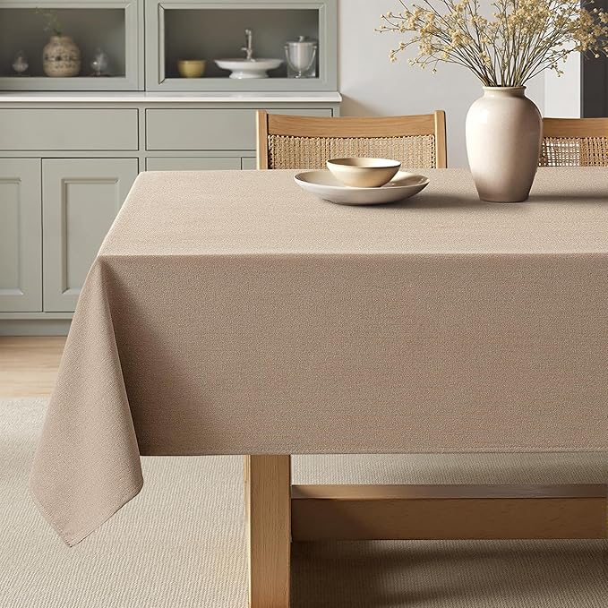 MIULEE Brown Linen Tablecloth 52x70 Inch Rectangle Table Cloth Waterproof by MIULEE