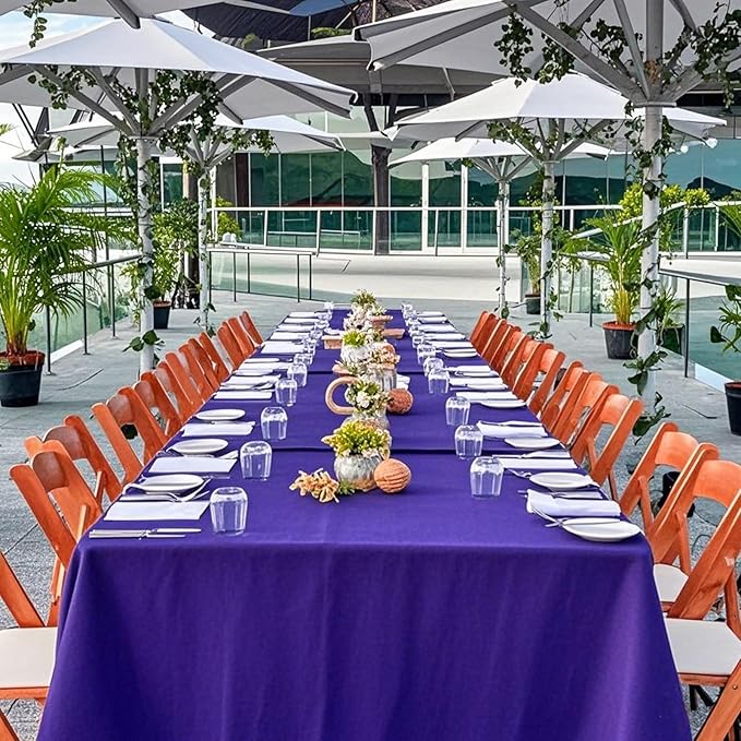 8 Pack Purple Tablecloth 60 x 102 Inch Rectangular Tablecloths - Image 3