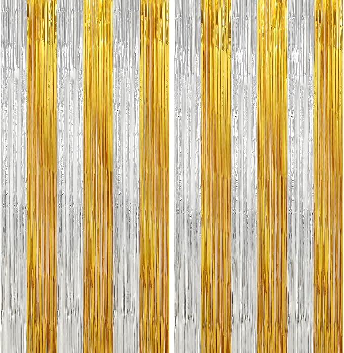 Crosize 2 Pack Foil Fringe Curtains Party Decorations, Door Streamers, Glitter by Crosize