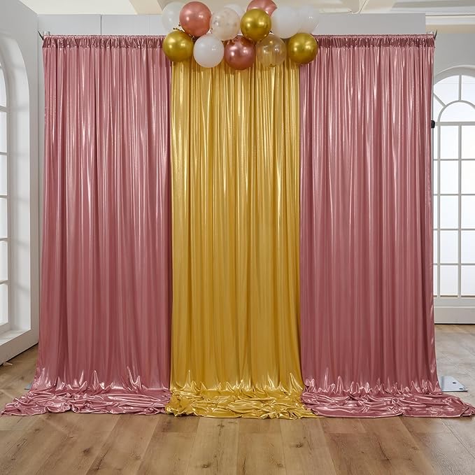 20x10 ft Wrinkle Free Rose Gold Sequin Backdrop Curtain - Image 5