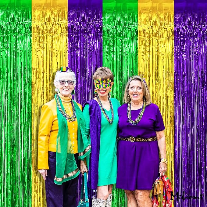 4 Pack 3.2Ft x 6.6Ft Mardi Gras Fringe Curtain Backdrop - Image 6