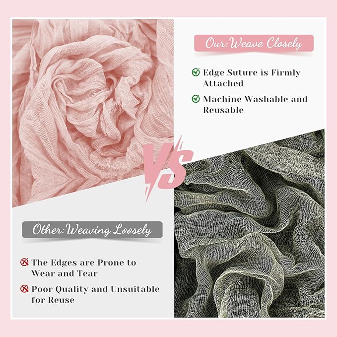 Pink Table Runner, 10Ft 120in Cheesecloth Table Runner, Gauze Rustic Cheese - Image 5