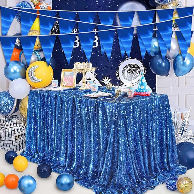 40M/130FT Blue Triangle Pennant Banner Flag Metallic Fabric Bunting Garland - Image 5