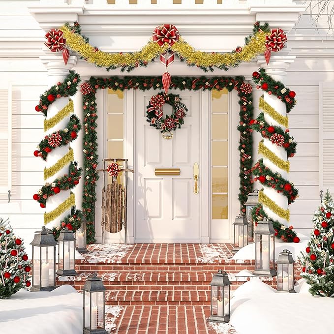 32.8 Ft Gold Christmas Tinsel Garland Metallic Shiny Tassle Banner Wall Hanging - Image 7