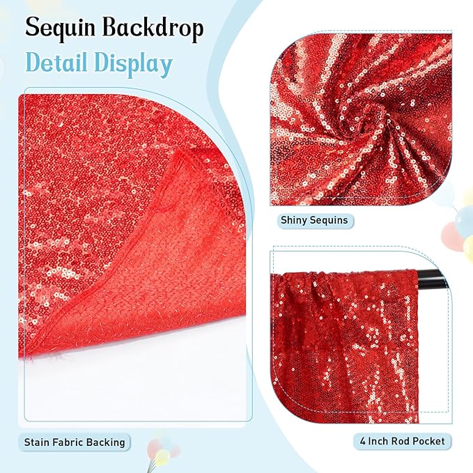 SquarePie Sequin Backdrop Curtain Not See Through Thick Glitter Background - Image 3