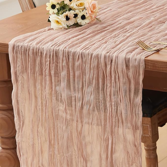 Nude 1 Pack Cheesecloth Table Runner 120 Inch 10 FT Boho Rustic Gauze by RRBXIA