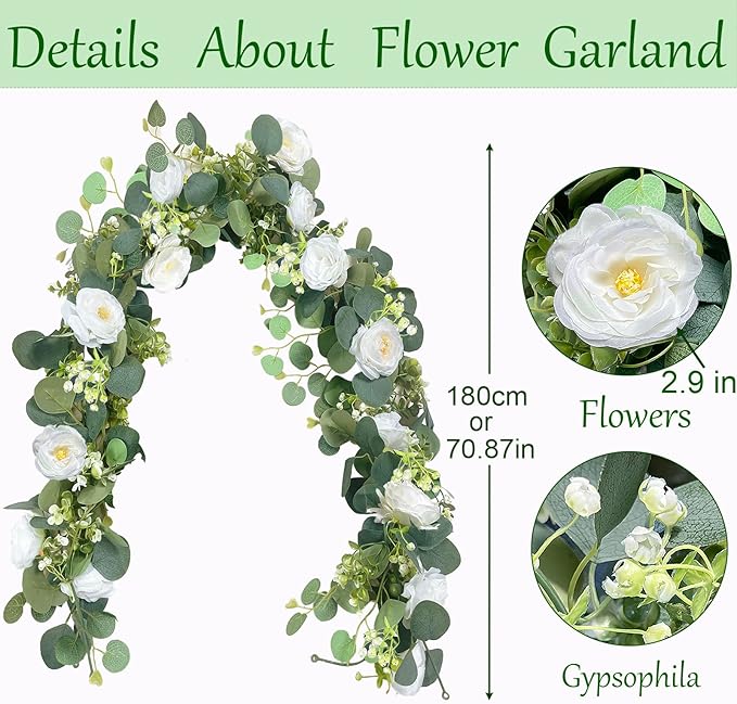 4 Pack Artificial Eucalyptus Flower Garland - Image 2