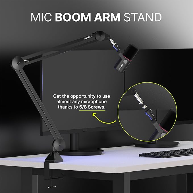 IXTECH Microphone Boom Arm Stand, Heavy Duty Adjustable Mic Stand - Image 5