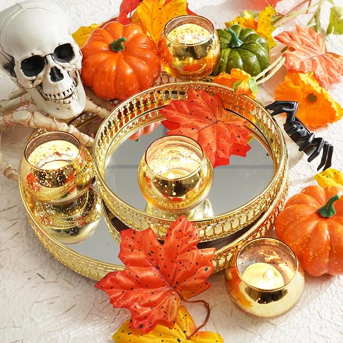 Homemory 36 Pcs Gold Votive Candle Holders, Round Mercury Glass Candle Holder - Image 7