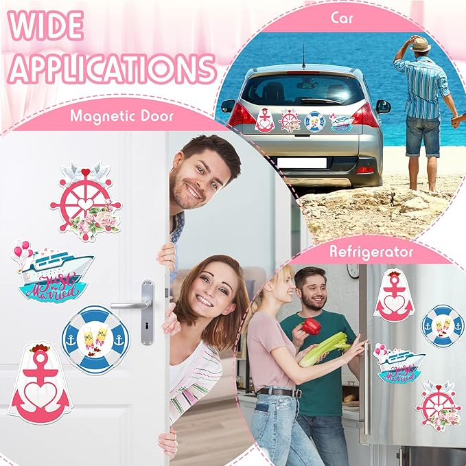 Xuhal 4 Pcs Just Married Cruise Door Decorations Wedding Honeymoon Cruise Door - Image 7