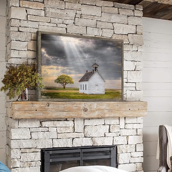 Wooden Barn Landscape Artwork Painting - Image 3