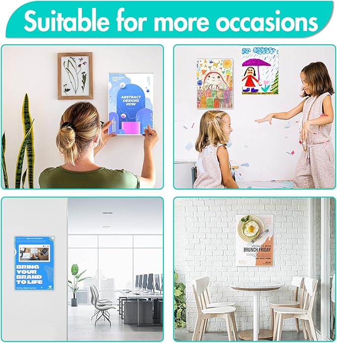 Aheroi Acrylic Sign Holder 8.5 x 11, No Drilling Plastic Wall Mount 8.5 x 11 - Image 6