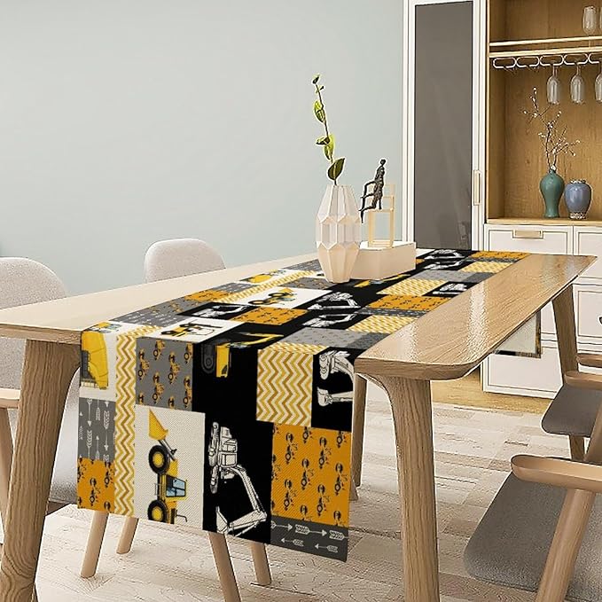 Excavator Table Runner, Boys Kids Construction Vehicles Equipment Trucks - Image 6