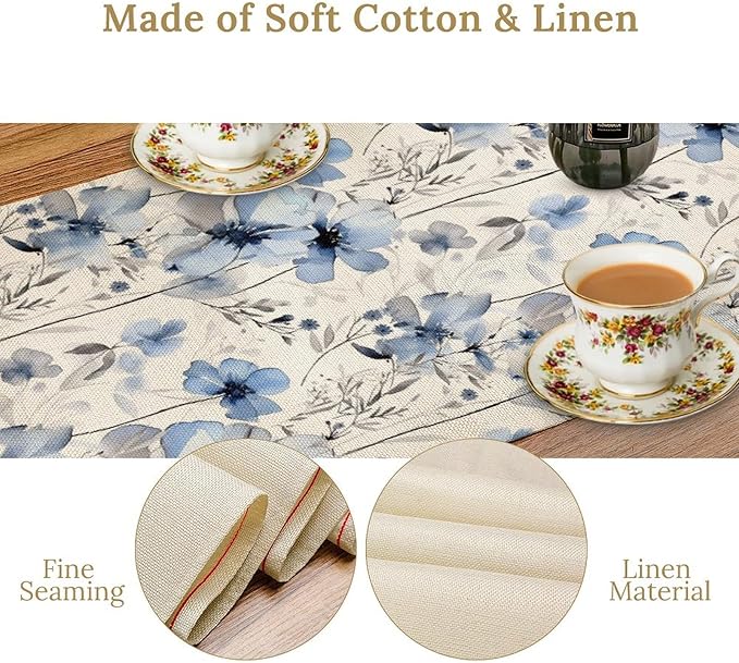 Watercolor Floral Table Runner, 13x120 Inch - Image 4