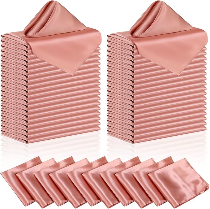Manyshofu 60 Pieces Rose Gold Satin Napkins by Manyshofu