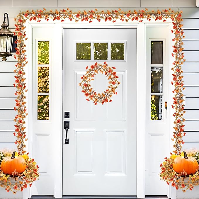 4 Pack Artificial Fall Flowers Garland, 6 FT Fall Decorations Fake Mums Floral - Image 2