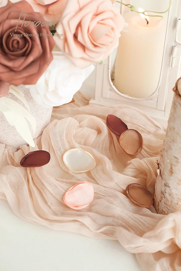 Floroom 300pcs Rose Petals Earth Tones Brown Faux Silk Flower Petals - Image 2