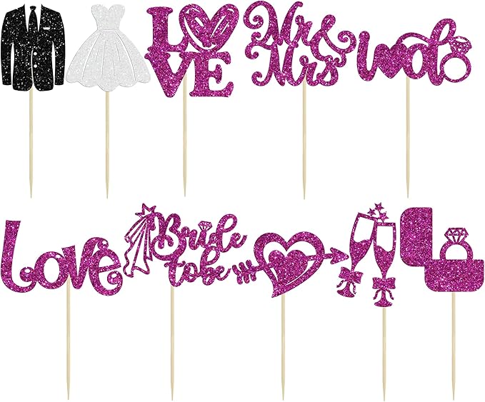 Ephlyn 30Pcs Bride to be Cupcake Toppers Glitter Wedding Cake Topper - Image 5