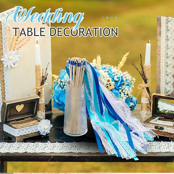 Taiyin 150 Pcs Lace Ribbon Stick Wands Wedding Wand Streamers - Image 5
