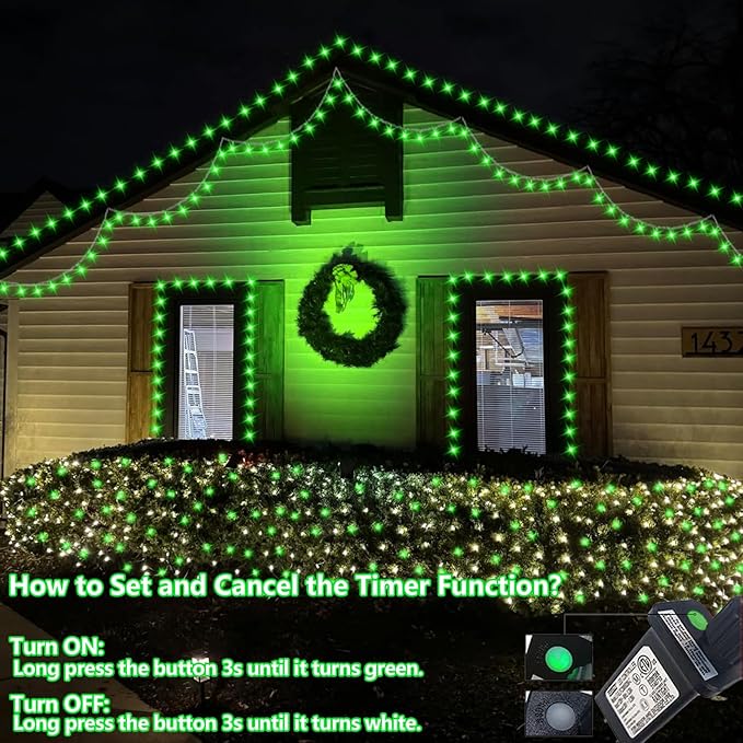YEGUO 165ft 500 LED Halloween Lights Outdoor Waterproof, 8 Modes Clear Wire - Image 7