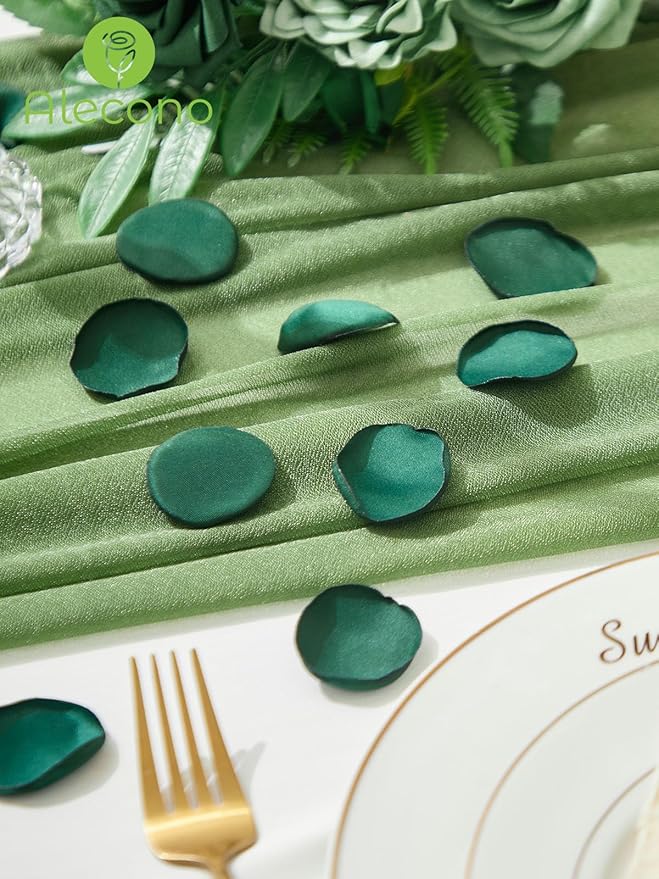 Alecono 600Pcs Silk Rose Petals, Fake Dark Green Petals - Image 2