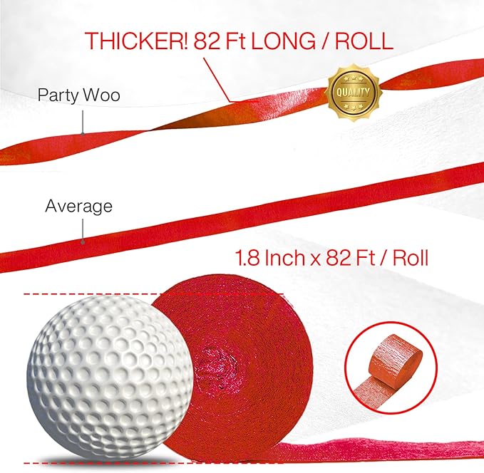 PartyWoo Crepe Paper Streamers 4 Rolls 328ft, Pack of Red Crepe Paper - Image 3