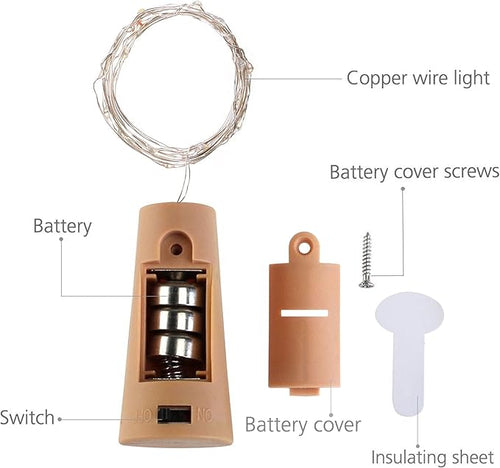 10 Pack 20 LED Wine Bottle Cork Lights Mini Fairy String Lights Copper Wire - Image 2