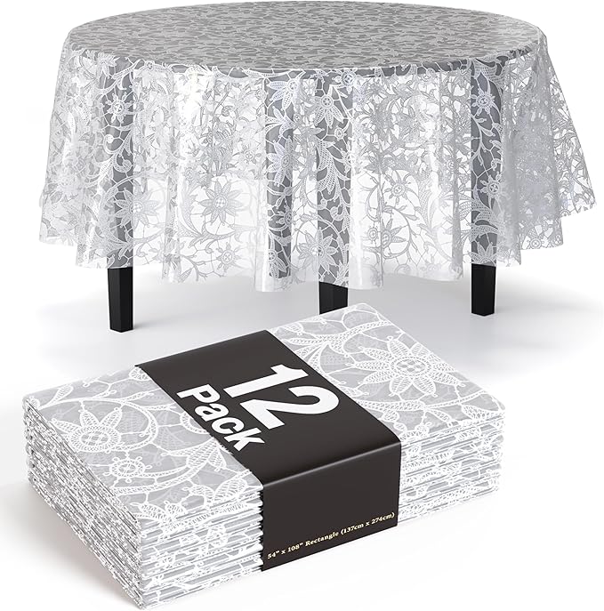 Exquisite Lace Table Cloth Round Table Plastic 12-Pack Lace Tablecloth Round by Exquisite